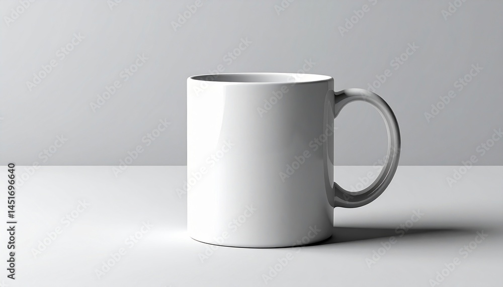 Poster creating minimalist white coffee mug mockup for design showcase studio setting high-quality image cl