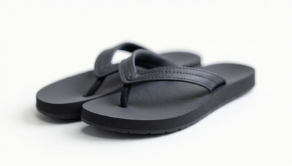 Single black flip-flop on white background, studio shot, white background, isolated
