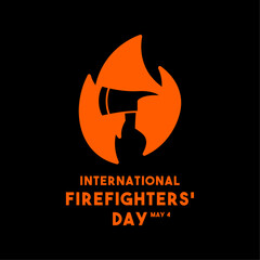 International Firefighters' Day. May 4. Black background. Banner, card, background.