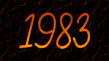 3D fire text effect of number 1983 on dark background.	