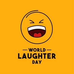 World Laughter Day. May. Yellow background. Banner, card, background. Icon.