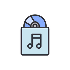 Music vinyl colored icons, minimalist vector illustration ,simple transparent graphic element .Isolated on white background