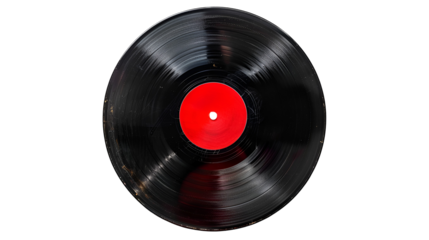 Vintage Vinyl Record Red Label Black Background Music Nostalgia Retro