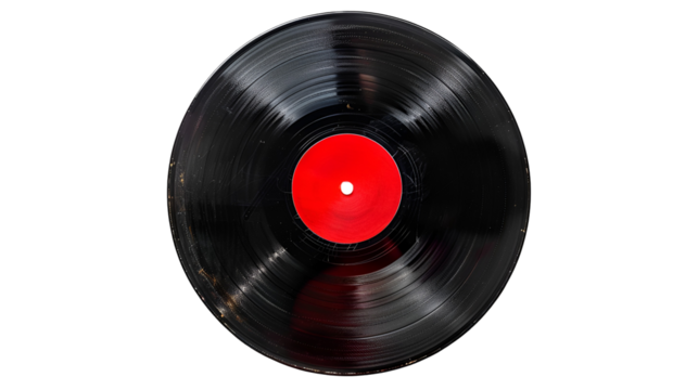 Vintage Vinyl Record Red Label Black Background Music Nostalgia Retro