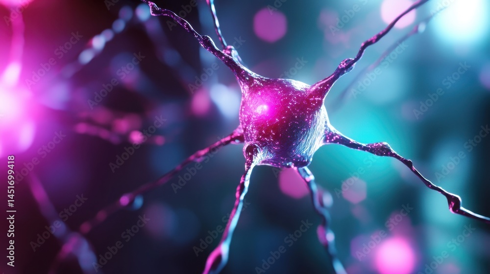 Aufkleber 3d rendered concept of glowing neural data exchange with vibrant lines