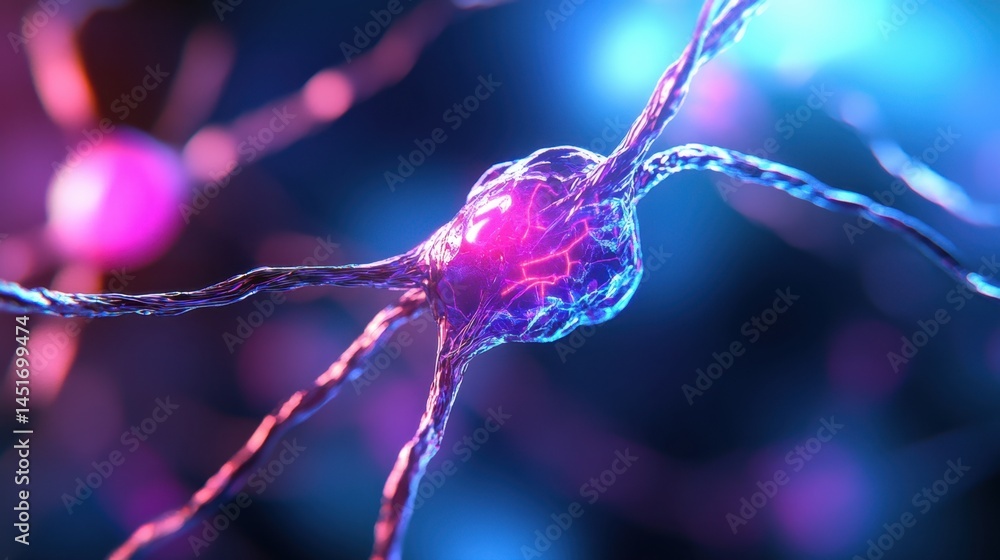 Aufkleber 3d rendered concept of glowing neural data exchange with vibrant lines