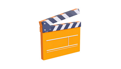  clapper board icon movie recording rendering isolated on solid white background Png