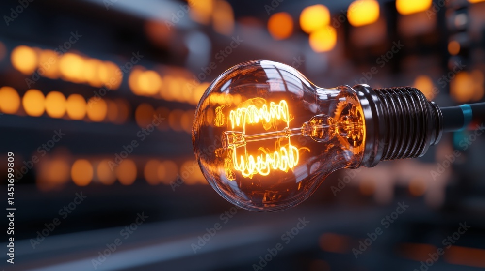 Poster a glowing lightbulb composed of gears and cogs, symbolizing engineered creativity