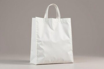 White cotton shopping bag, folded handles, plain , isolated, reusable bag