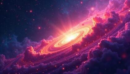 Abstract swirling nebula, vibrant cosmic dust, background, digital, universe