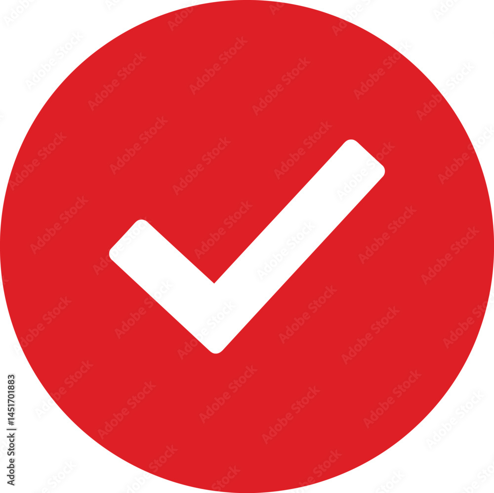 Poster white check mark on red circle ai generative