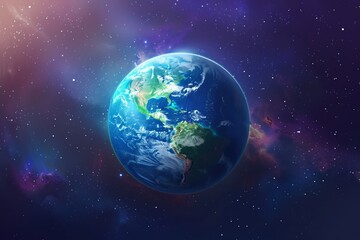 Obraz premium Vibrant Earth in Space Surrounded by Cosmic Colors and Stars