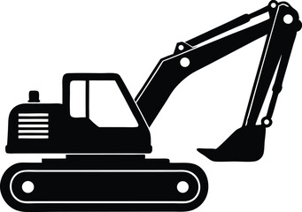 construction excavator silhouette vector
