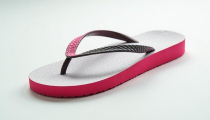 Close-up of a lone flip-flop against a bright white backdrop , travel, single