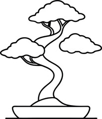 Beautiful bonsai tree in continuous line art drawing style conveying calm zen nature minimalist decor organic growth and peaceful interior plant aesthetics