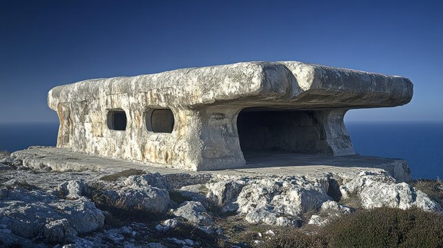 Ancient stone structure overlooking the sea