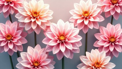 Elegant dahlia repeating pattern, soft focus, pastel shades, soft, image, photography