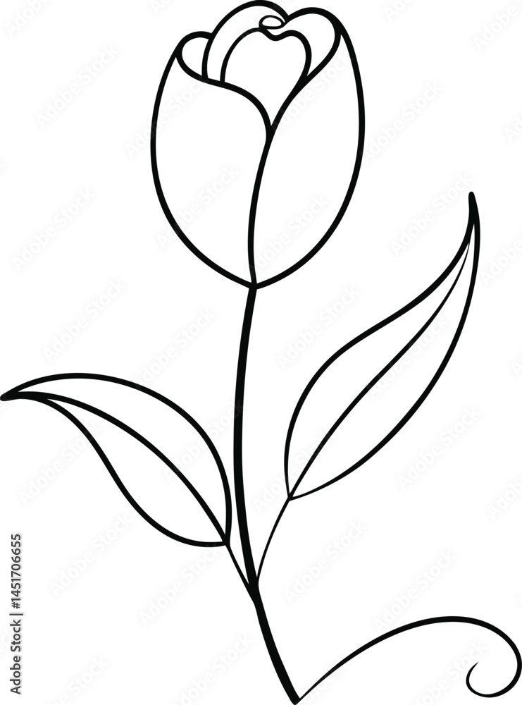 Poster simple tulip flower line drawing in a minimalist continuous style capturing the elegance of nature s