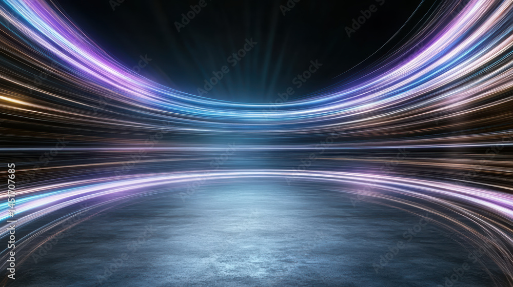 Poster vibrant abstract light trails create dynamic atmosphere in dark space