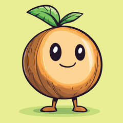 Coconut mascot cute cartoon no details solid background