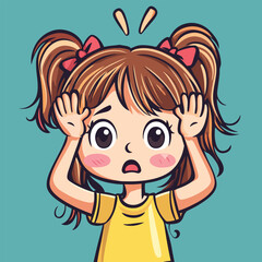 confusion girl mascot cute cartoon no details solid background bright