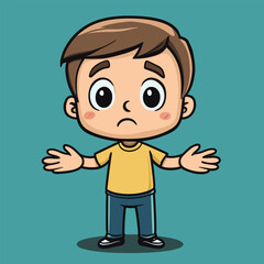 confusion man mascot cute cartoon no details solid background bright