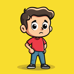 confusion man mascot cute cartoon no details solid background bright
