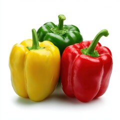 Three bell peppers isolated on white background