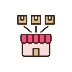 Store distribution colored icons, minimalist vector illustration ,simple transparent graphic element .Isolated on white background