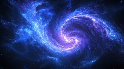A swirling nebula glows with vibrant blues, purples, and whites in deep space. Great for science, spirituality, or abstract backgrounds and designs.