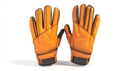 Pair of vibrant orange protective goalkeeper gloves