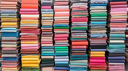 Stacked colorful fabrics