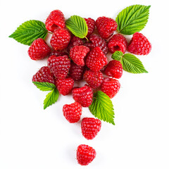 raspberries on a white background