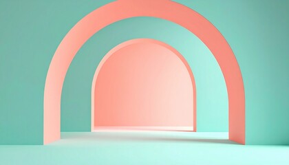 Geometric arch design modern interior 3d render minimalist environment creative viewpoint abstract concept for visual inspiration