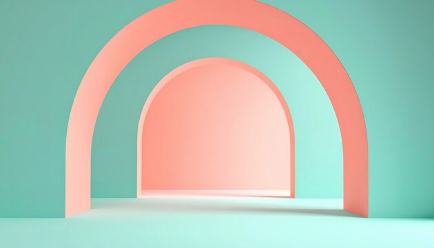 Geometric arch design modern interior 3d render minimalist environment creative viewpoint abstract concept for visual inspiration