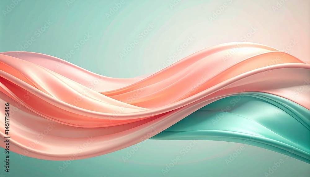Aufkleber flowing fabric waves abstract design digital artwork soft colors minimalist style elegant compositio