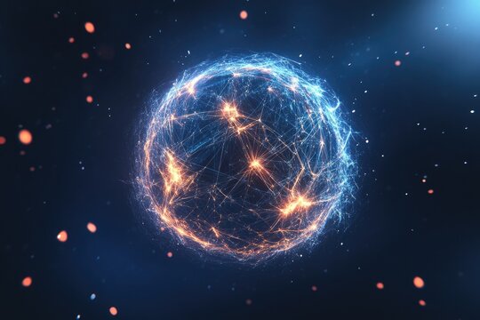 Glowing sphere network in space