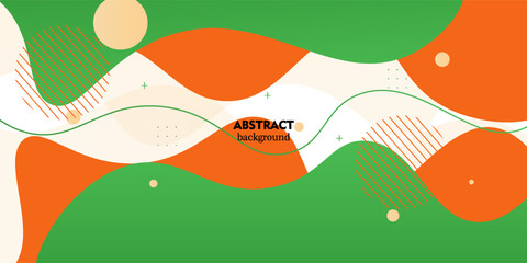Colorful orange and green banner background. Trendy wave and fluid pattern on white background. Vector Eps10