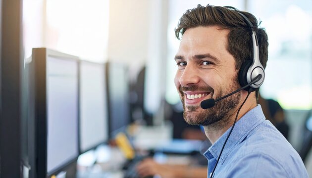 Customer service interaction office environment portrait professional setting engaging atmosphere smiling support agent