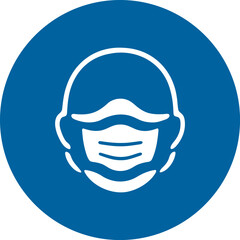 Adobe Illustrator Artsafety sign with white face mask icon on blue circular background indicating mandatory mask usagework