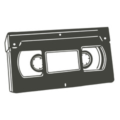 Vintage VHS Tape Illustration in Black and White Style  
