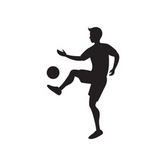 Footballer Juggling Ball Silhouette on White