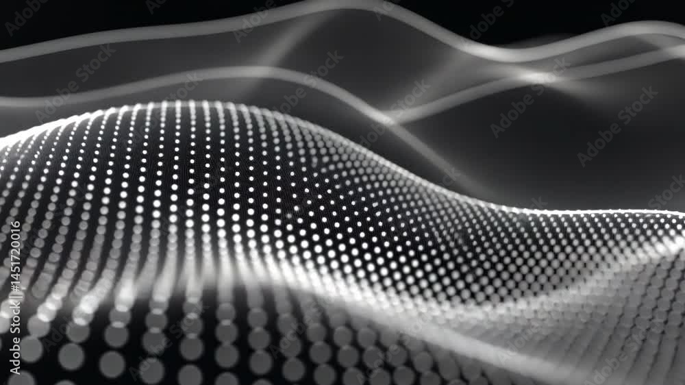 Poster mesmerizing abstract waves dots create dynamic patterns of light and shadow, evoking depth and movem