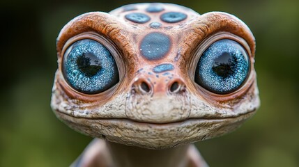 An adorable creature with giant blue eyes looking directly at the camera