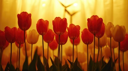 Soft-lit tulips in warm golden light