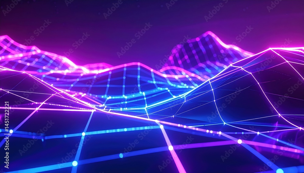 Poster dynamic digital landscape visualization abstract design virtual environment futuristic concept low a