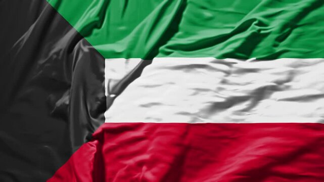 kuwait waving flag &ndash; realistic cloth animation