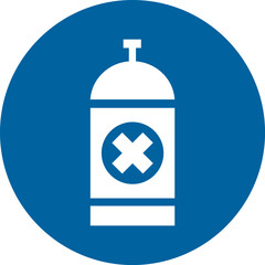 blue circular safety sign with white gas cylinder icon marked with 