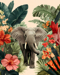 Elephant in Exotic Bloom
