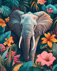 Elephant in Exotic Bloom